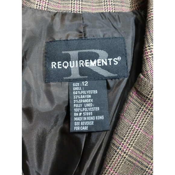 VTG Requirements Womens Plaid Blazer Jacket Size12 Brown Menswear Light Academia - Picture 3 of 4